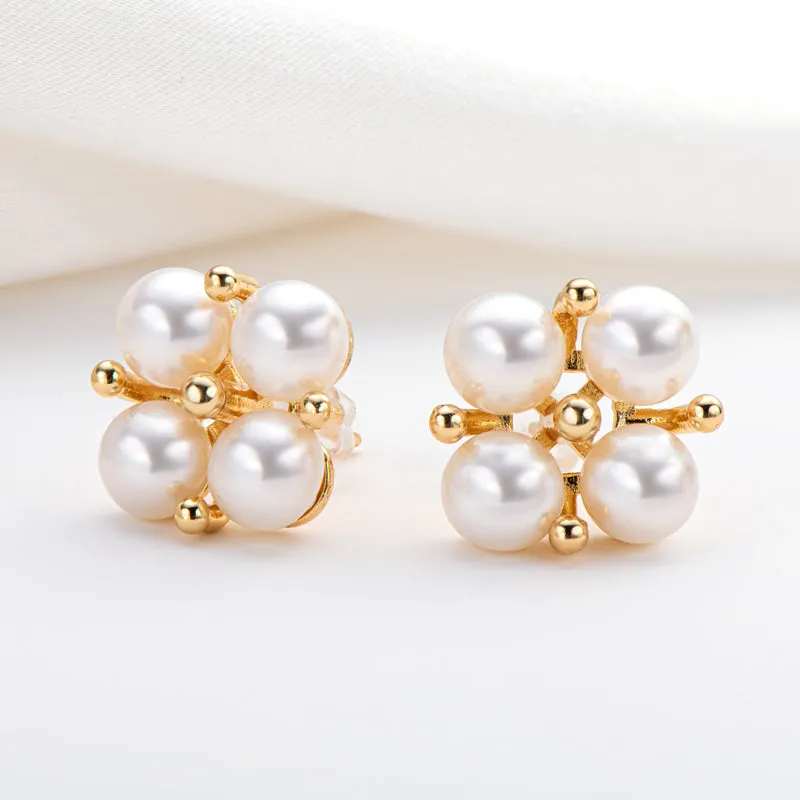 14K Gold Filled Rudder Natural Freshwater Pearl Stud Earrings