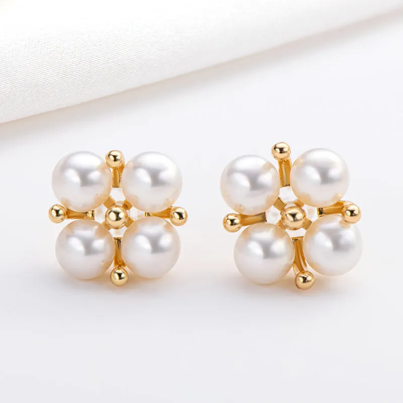 14K Gold Filled Rudder Natural Freshwater Pearl Stud Earrings