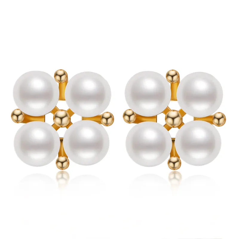 14K Gold Filled Rudder Natural Freshwater Pearl Stud Earrings