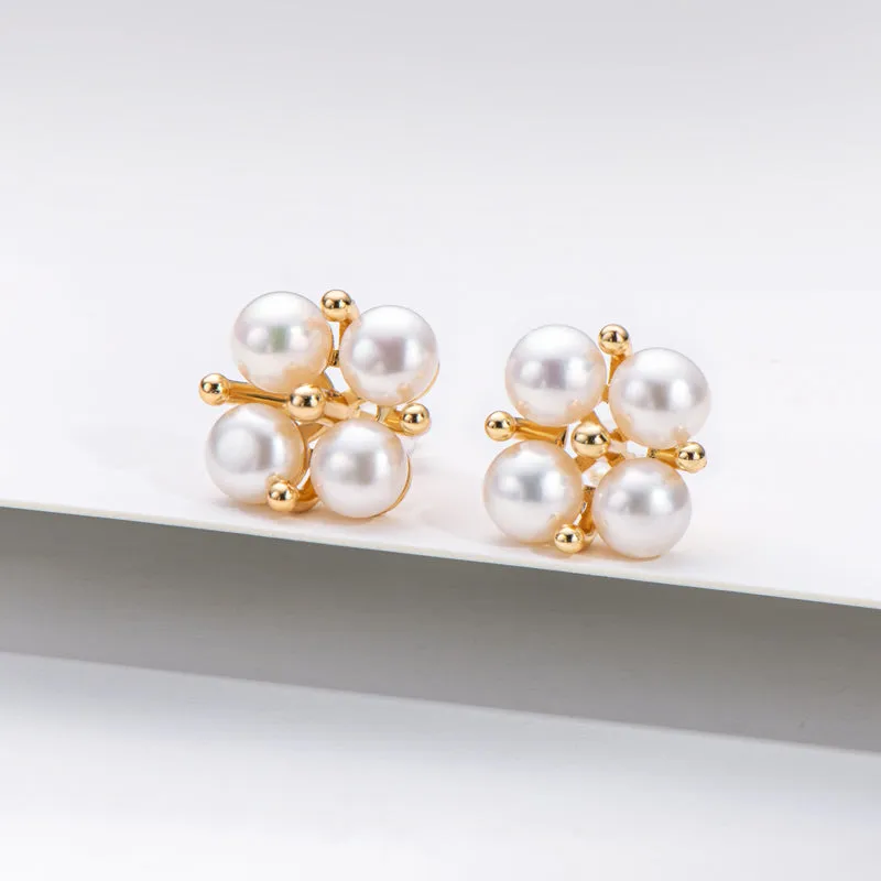 14K Gold Filled Rudder Natural Freshwater Pearl Stud Earrings