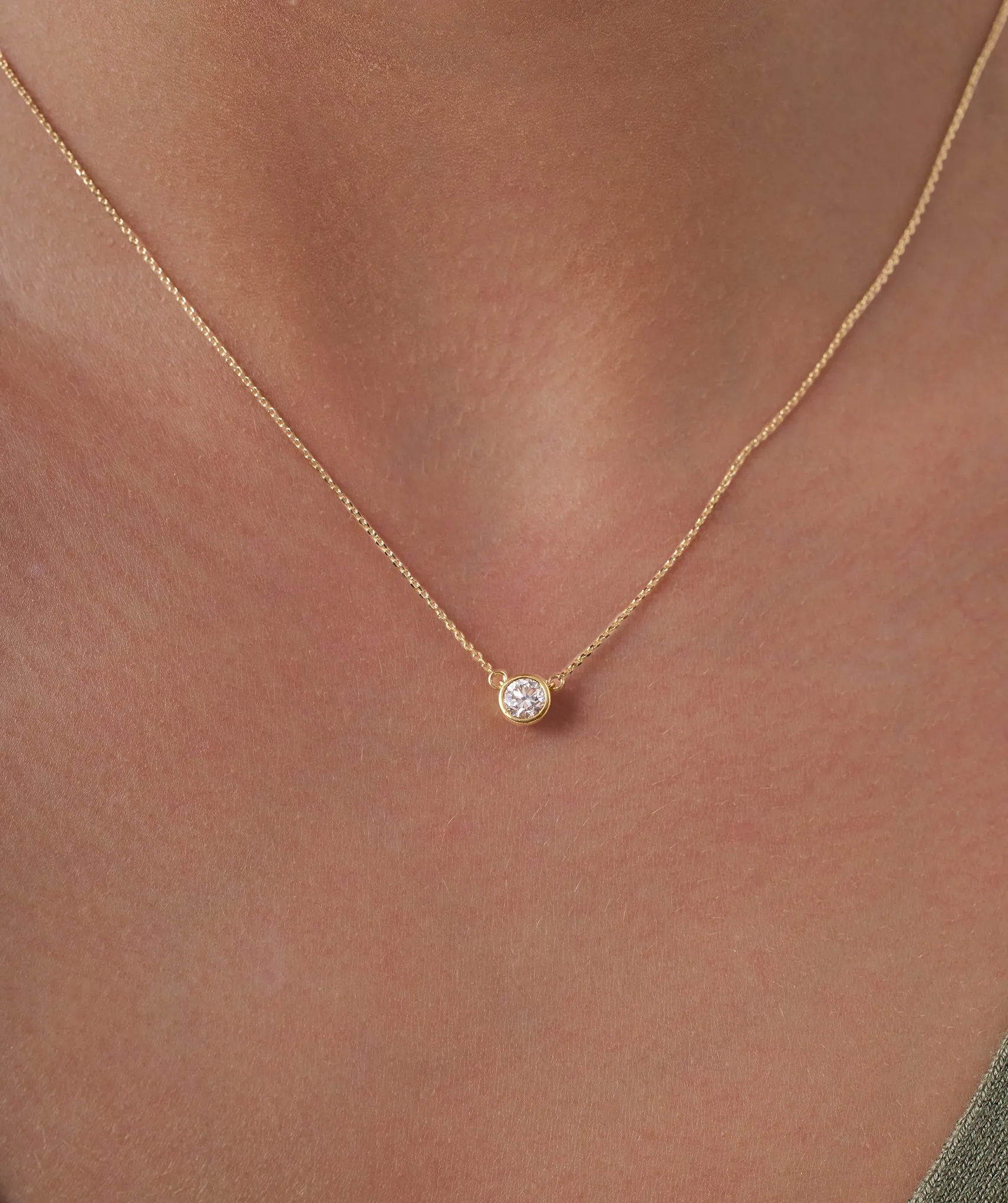 14K Gold Natural Diamond Solitaire Pendant