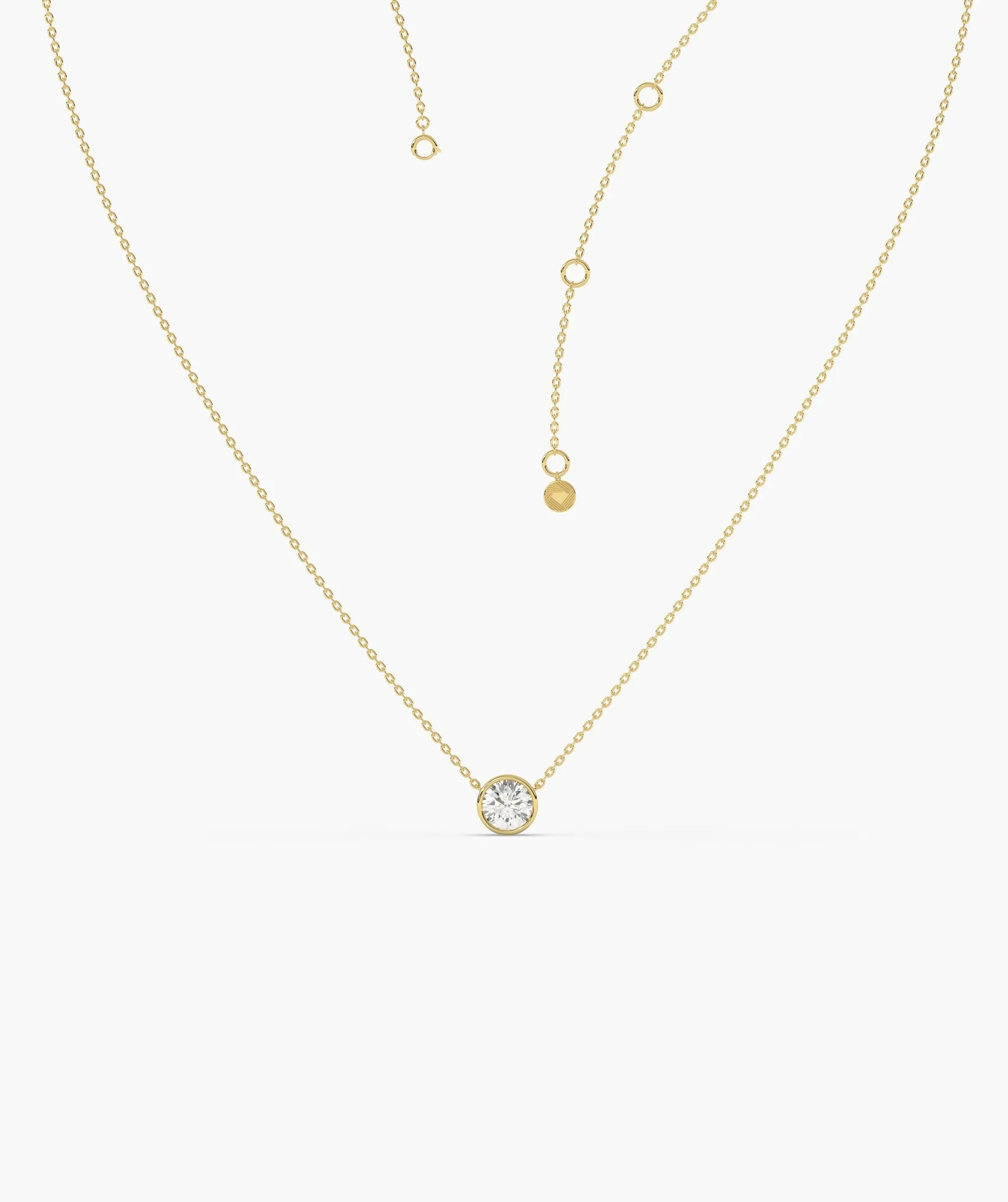 14K Gold Natural Diamond Solitaire Pendant