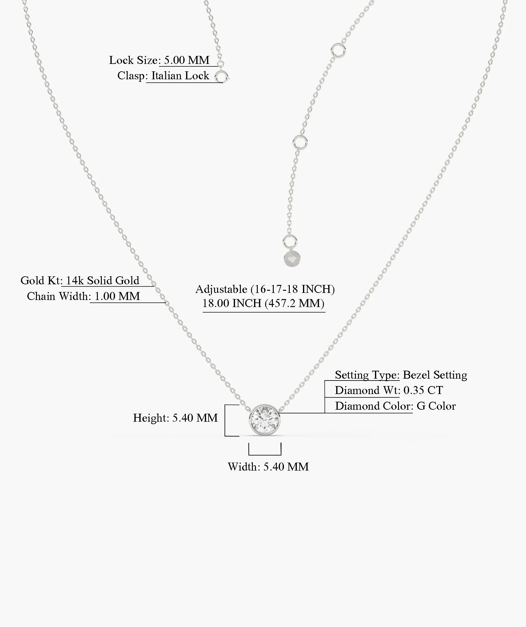 14K Gold Natural Diamond Solitaire Pendant