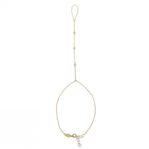 14K Gold Triple Diamond Finger Bracelet