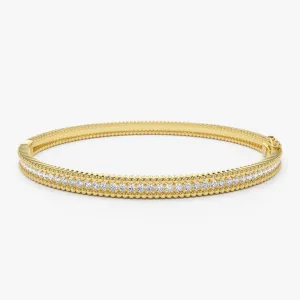 14k Milgrain Diamond Bangle Bracelet