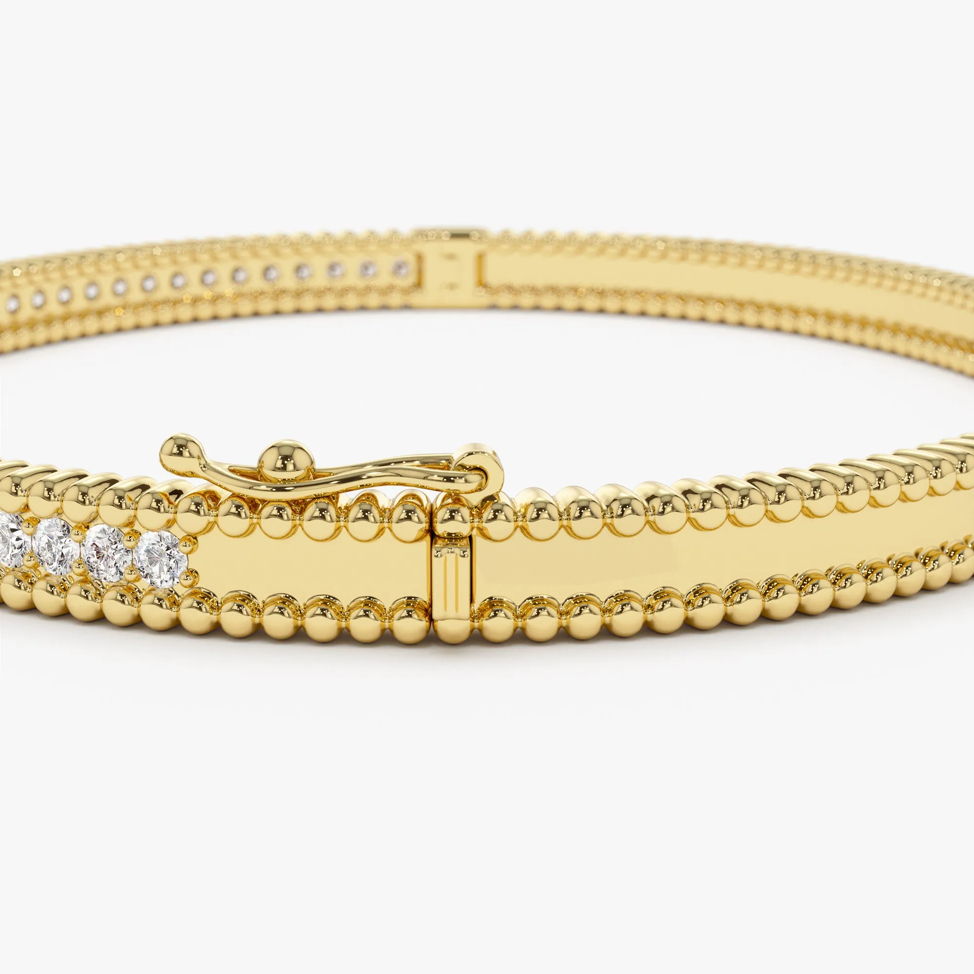 14k Milgrain Diamond Bangle Bracelet