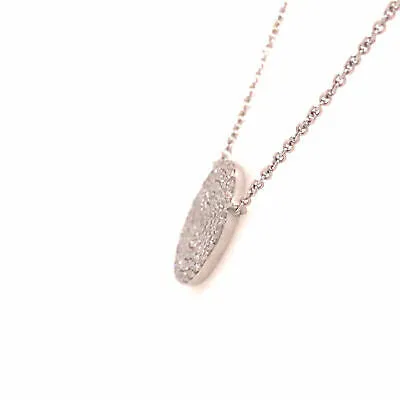 14K Pave Circle Disc Pendant Necklace White Gold 0.26ctw