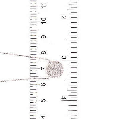 14K Pave Circle Disc Pendant Necklace White Gold 0.26ctw