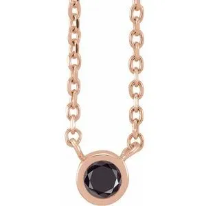14K Rose 1/10 CT Natural Black Diamond 16-18" Necklace
