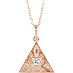 14K Rose 1/10 CTW Diamond Eye of Providence 16-18" Necklace