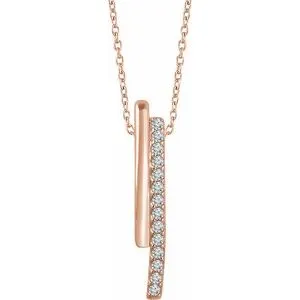 14K Rose 1/5 CTW Diamond 16-18" Bar Necklace