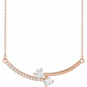 14K Rose 5/8 CTW Lab-Grown Diamond Two-Stone 18" Necklace