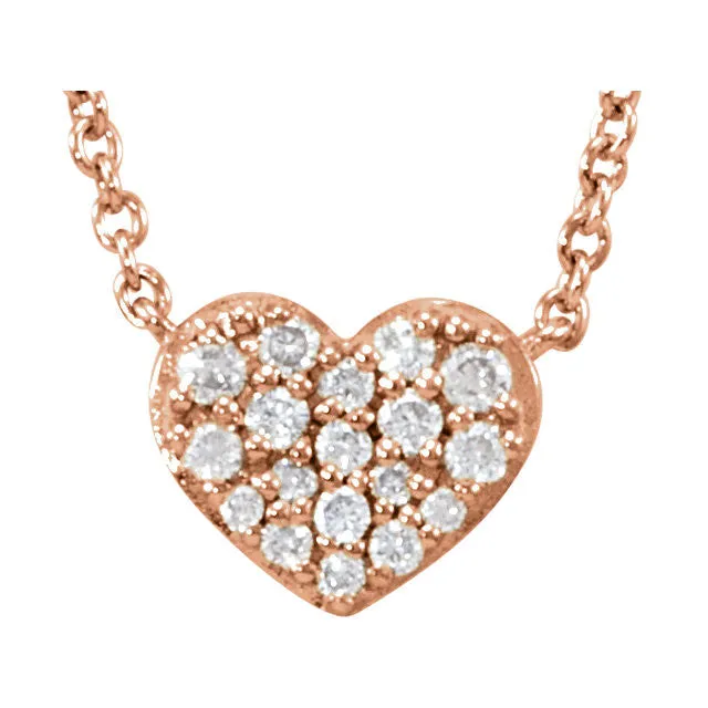 14k Rose Gold 1/10 CTW Diamond Heart 18" Necklace