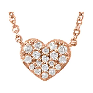 14k Rose Gold 1/10 CTW Diamond Heart 18" Necklace