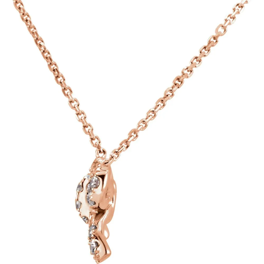 14k Rose Gold 1/6 CTW Diamond Bow 18" Necklace