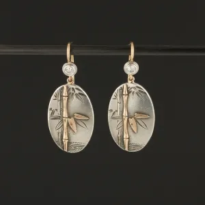 14k Rose Gold & Silver Earrings| Japanese Bamboo Earrings