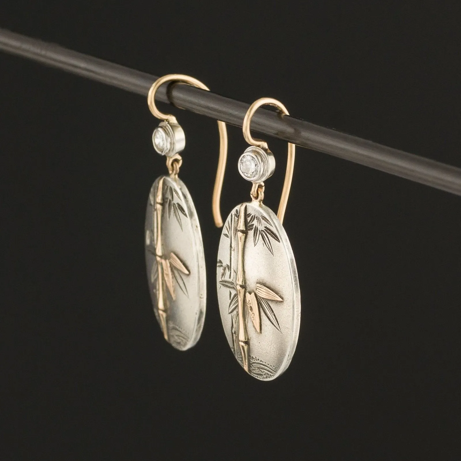 14k Rose Gold & Silver Earrings| Japanese Bamboo Earrings