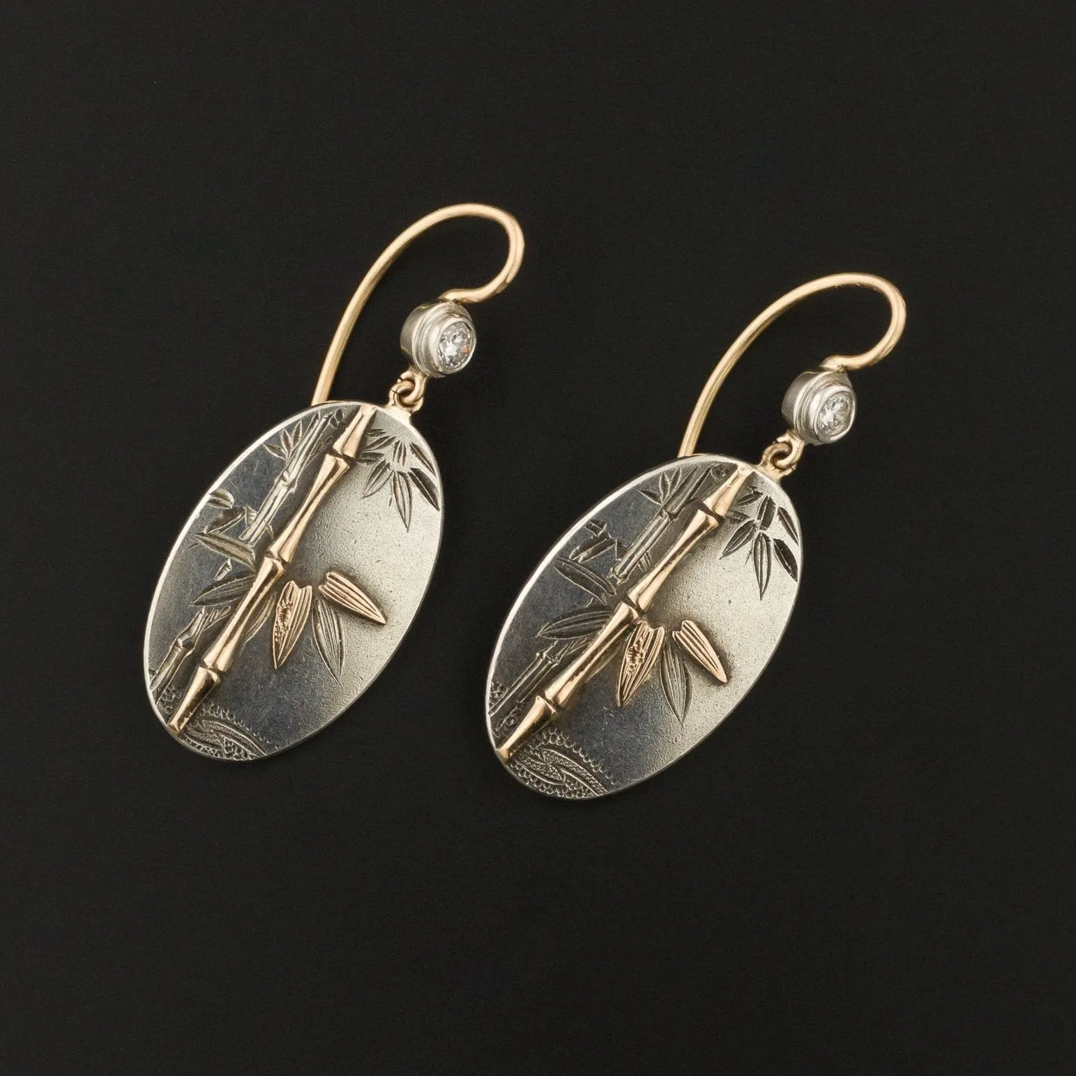 14k Rose Gold & Silver Earrings| Japanese Bamboo Earrings