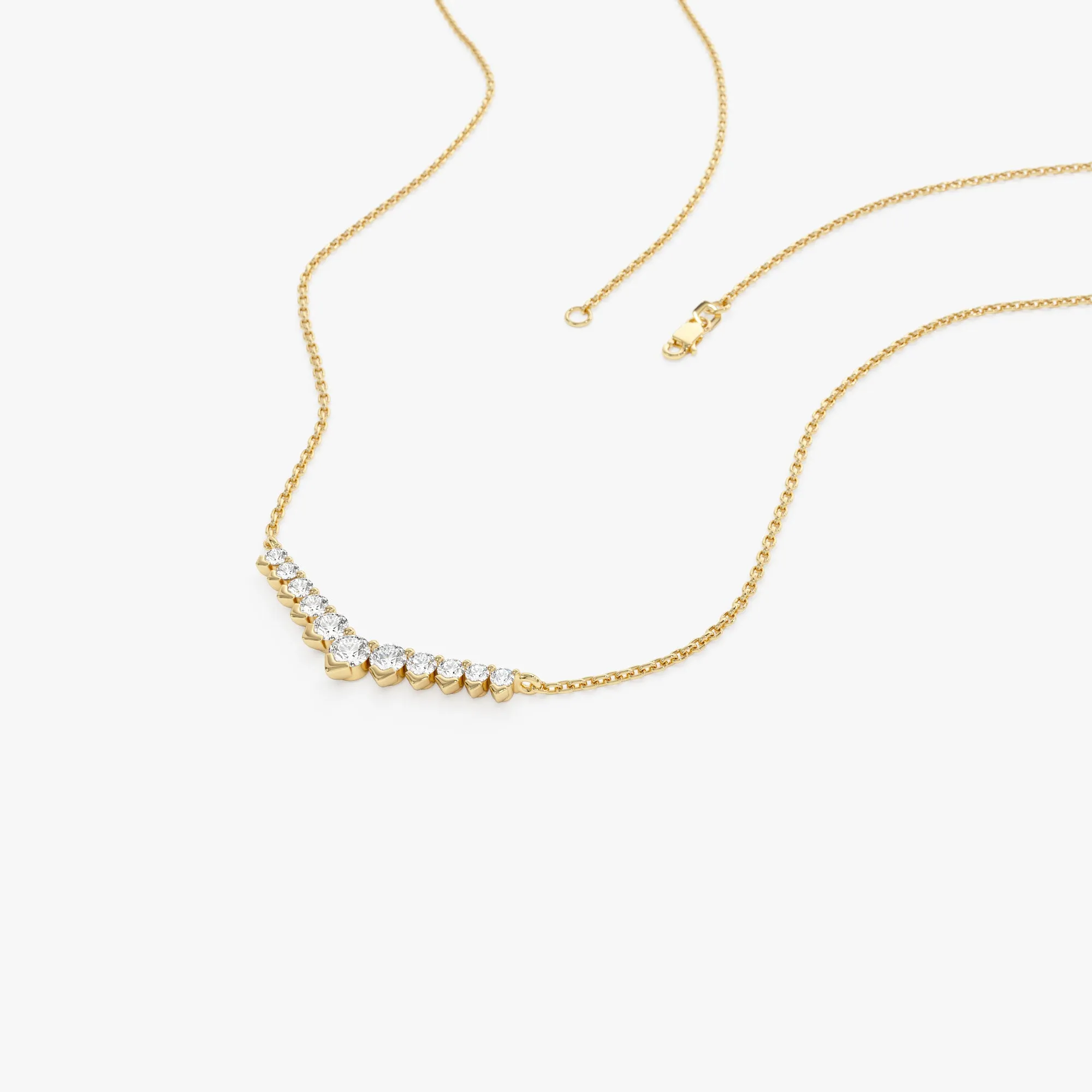 14k V Prong Chevron Diamond Necklace