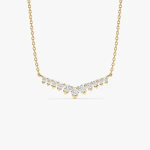 14k V Prong Chevron Diamond Necklace