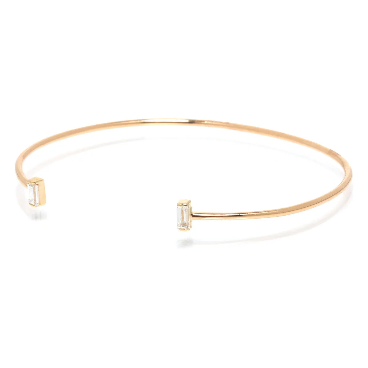 14k Vertical Baguette Diamond Cuff - SALE