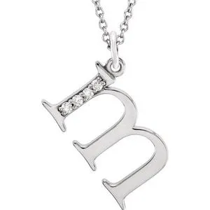 14K White .02 CTW Diamond Lowercase Initial m 16" Necklace