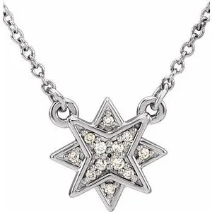 14K White .04 CTW Diamond Star 16-18" Necklace