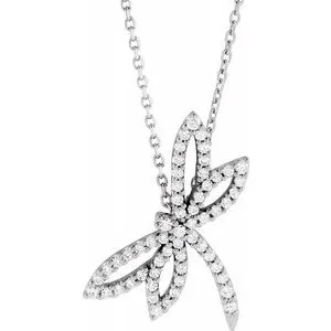 14K White 1/3 CTW Diamond Dragonfly 16" Necklace