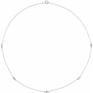 14K White 1/4 CTW Diamond 5-Station 16" Necklace