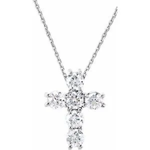 14K White 1/4 CTW Diamond Cross 18" Necklace
