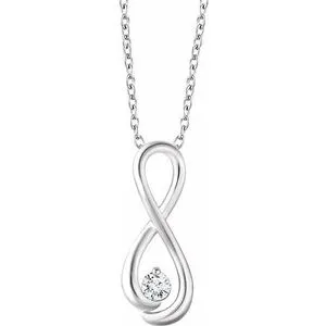 14K White 1/6 CTW Diamond Infinity-Inspired 16-18" Necklace