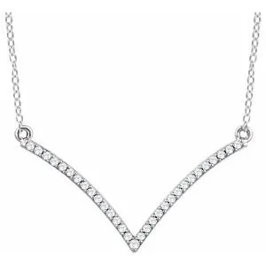 14K White 1/6 CTW Diamond "V" 18" Necklace