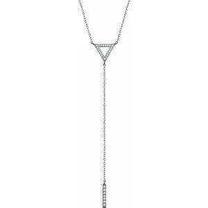 14K White 1/6 CTW Diamond Triangle & Bar Y 16-18" Necklace