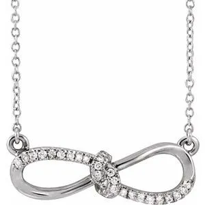 14K White 1/8 CTW Diamond Infinity-Inspired 18" Necklace