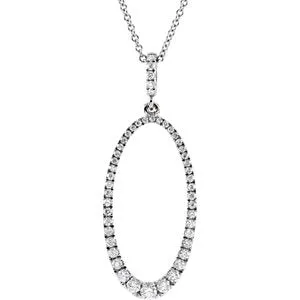 14K White 5/8 CTW Diamond Oval Silhouette 18" Necklace