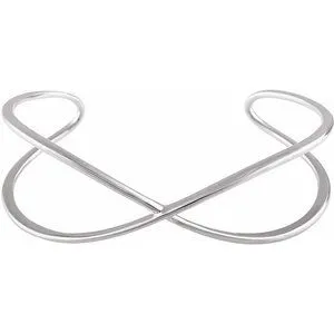 14K White Criss-Cross Cuff 7" Bracelet