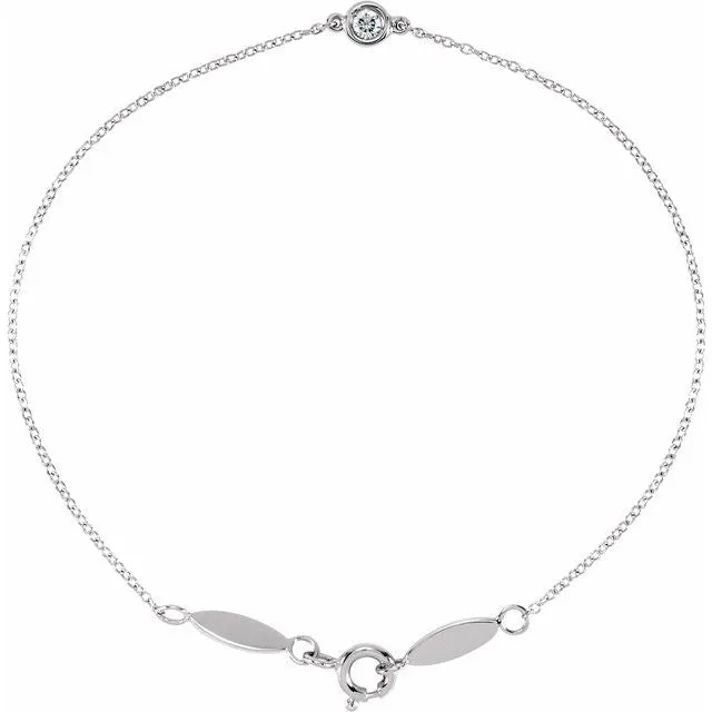 14K White Gold .08 CT Natural Diamond Bracelet