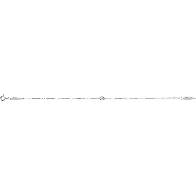 14K White Gold .08 CT Natural Diamond Bracelet