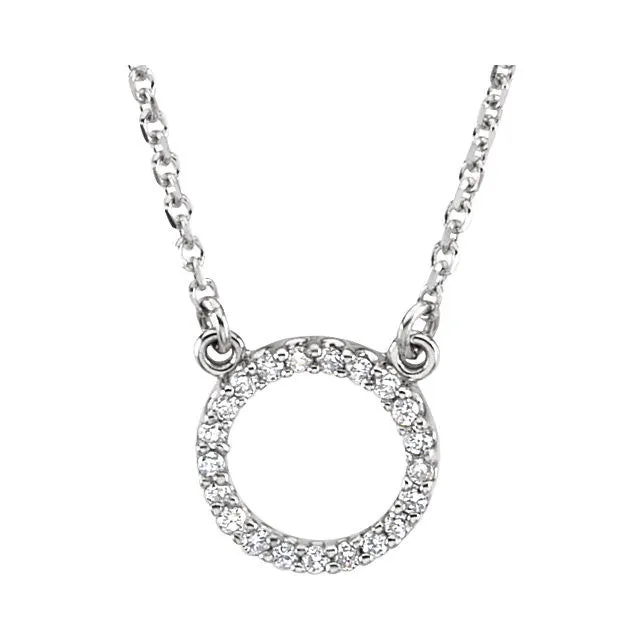 14k White Gold 1/10 CTW Diamond Circle 16" Necklace