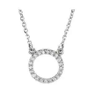 14k White Gold 1/10 CTW Diamond Circle 16" Necklace