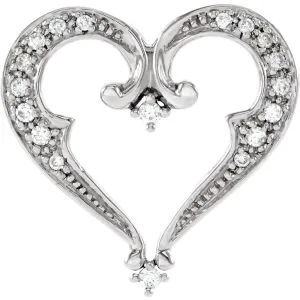 14k White Gold 1/5 CTW Diamond Heart Pendant Slide