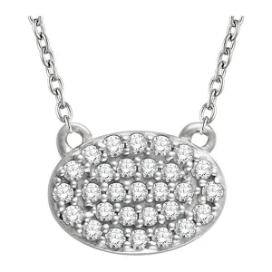 14k White Gold 1/5 CTW Diamond Oval Cluster 16-18" Necklace