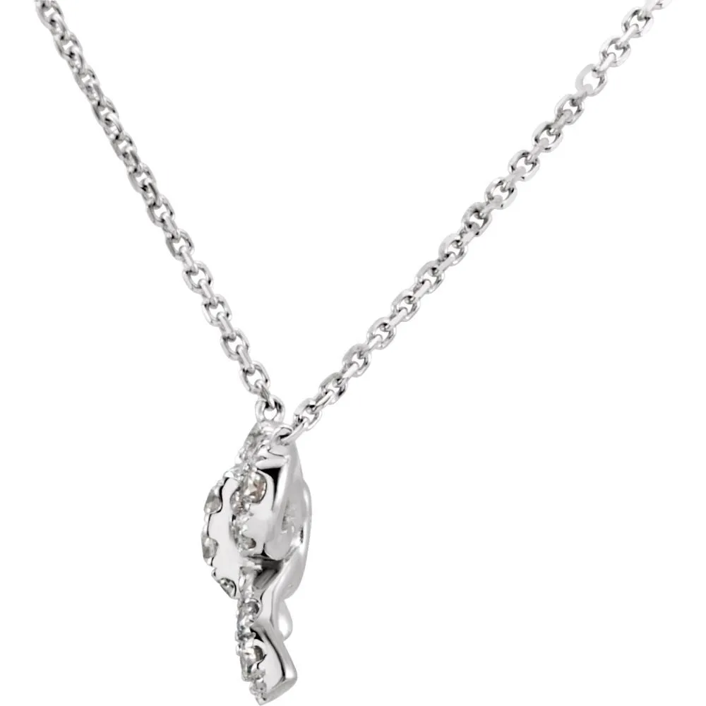 14k White Gold 1/6 CTW Diamond Bow 18" Necklace