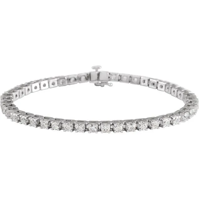 14K White Gold 5 CTW Natural Diamond Line 7 1/4" Bracelet