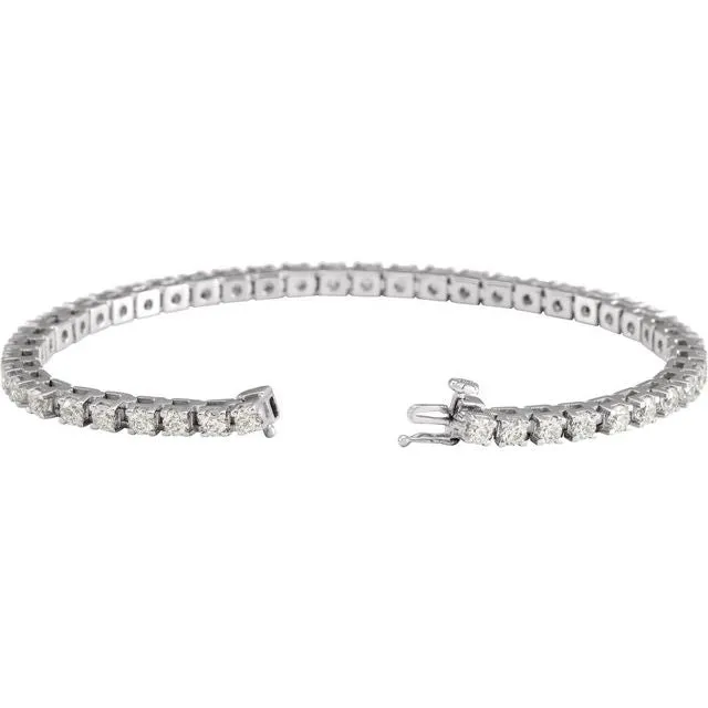 14K White Gold 5 CTW Natural Diamond Line 7 1/4" Bracelet