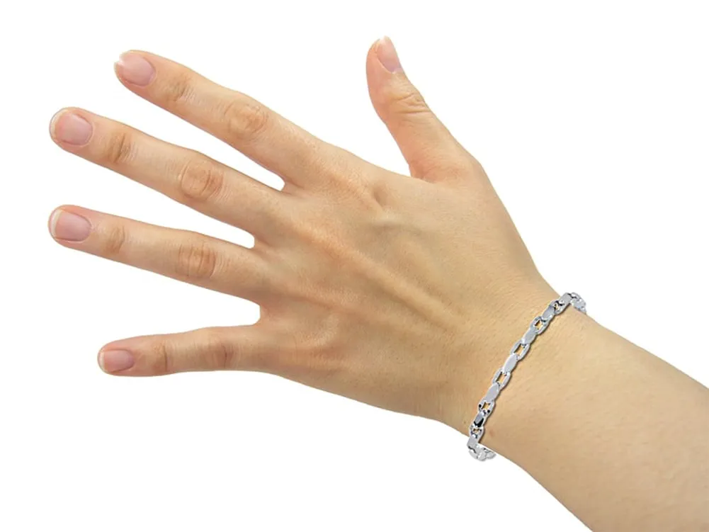 14k White-Gold Designer Link Bracelet (17.5.gr.tw)
