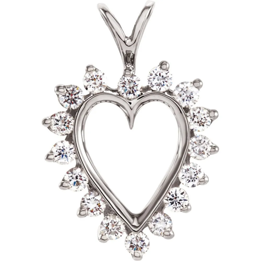 14k White Gold Heart Pendant