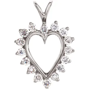 14k White Gold Heart Pendant