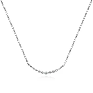 14K White Natural Diamond 17.5 inch Necklace