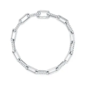 14K White or Yellow Gold 2.21 Carat Total Weight Diamond Paperclip Link Bracelet